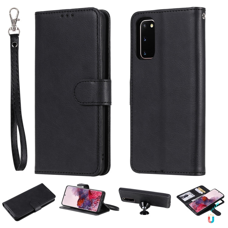 For Galaxy S20 2 in 1 Solid Color Detachable PU Leather Case with Card Slots & Magnetic Holder & Photo Frame & Wallet & Strap