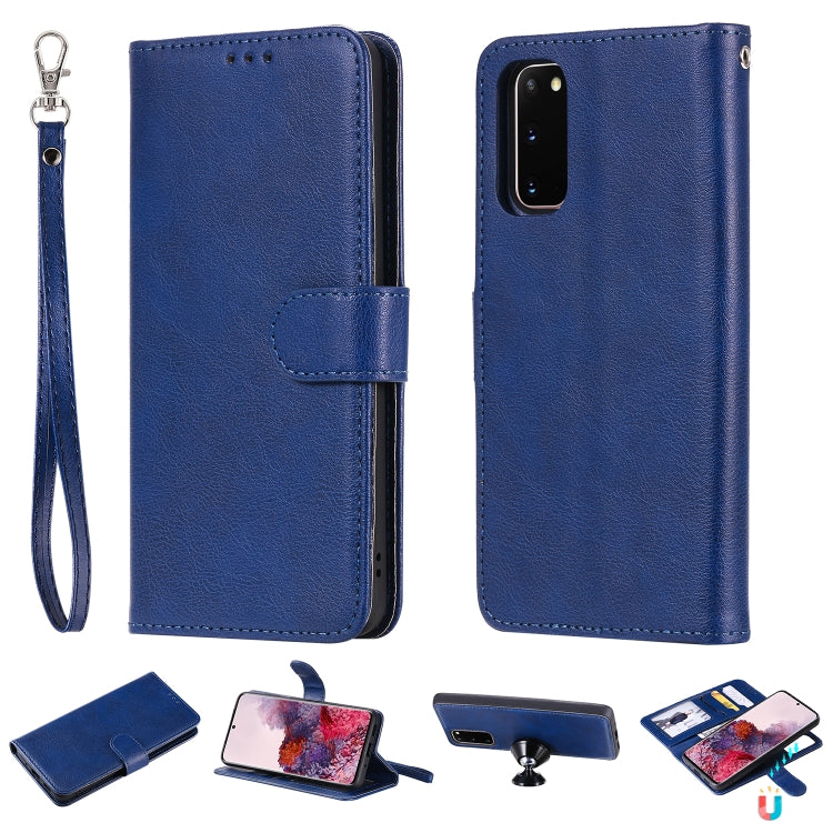 For Galaxy S20 2 in 1 Solid Color Detachable PU Leather Case with Card Slots & Magnetic Holder & Photo Frame & Wallet & Strap