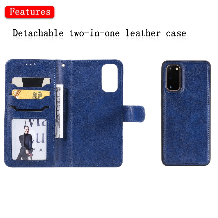 For Galaxy S20 2 in 1 Solid Color Detachable PU Leather Case with Card Slots & Magnetic Holder & Photo Frame & Wallet & Strap