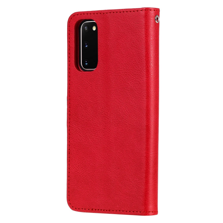 For Galaxy S20 2 in 1 Solid Color Detachable PU Leather Case with Card Slots & Magnetic Holder & Photo Frame & Wallet & Strap