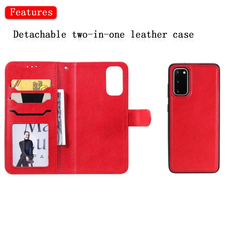 For Galaxy S20 2 in 1 Solid Color Detachable PU Leather Case with Card Slots & Magnetic Holder & Photo Frame & Wallet & Strap