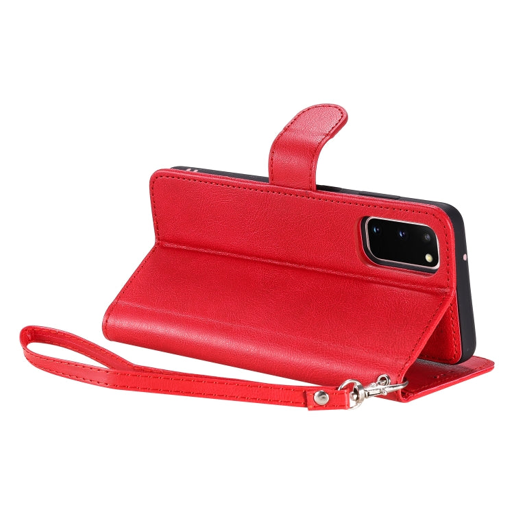 For Galaxy S20 2 in 1 Solid Color Detachable PU Leather Case with Card Slots & Magnetic Holder & Photo Frame & Wallet & Strap