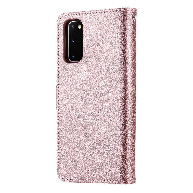 For Galaxy S20 2 in 1 Solid Color Detachable PU Leather Case with Card Slots & Magnetic Holder & Photo Frame & Wallet & Strap