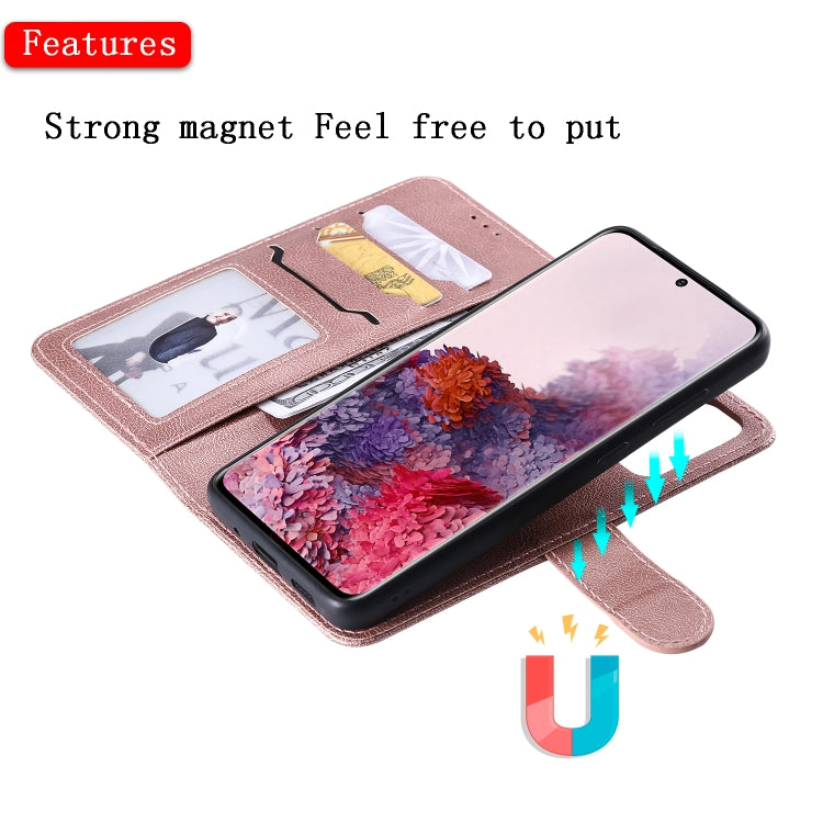 For Galaxy S20 2 in 1 Solid Color Detachable PU Leather Case with Card Slots & Magnetic Holder & Photo Frame & Wallet & Strap