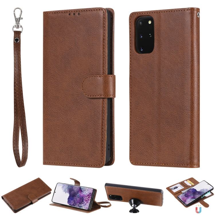 For Galaxy S20 Plus 2 in 1 Solid Color Detachable PU Leather Case with Card Slots & Magnetic Holder & Photo Frame & Wallet & Strap
