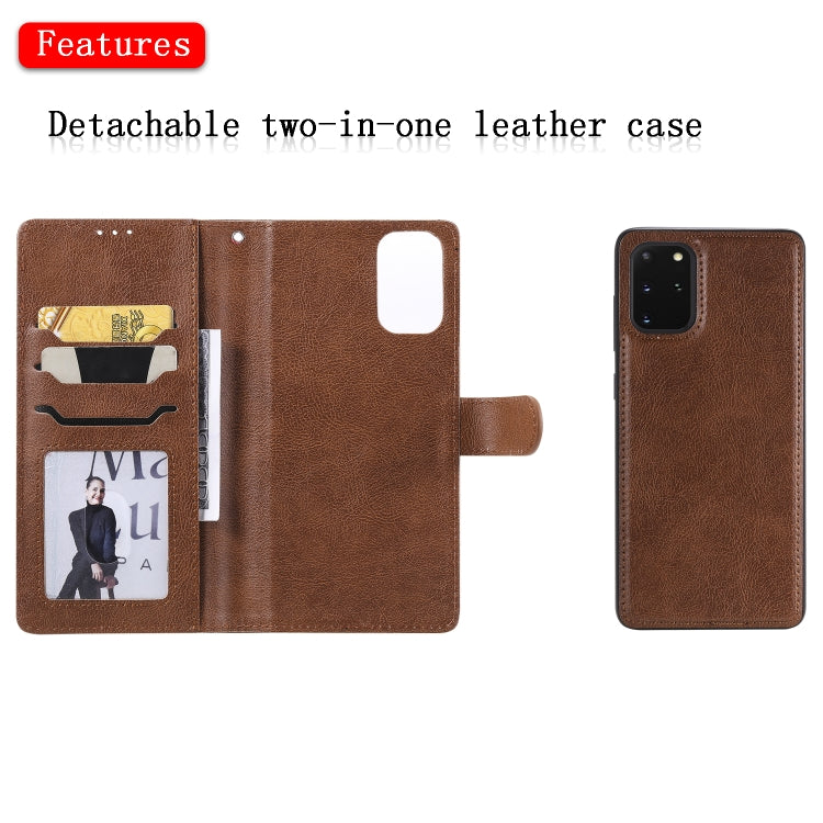 For Galaxy S20 Plus 2 in 1 Solid Color Detachable PU Leather Case with Card Slots & Magnetic Holder & Photo Frame & Wallet & Strap