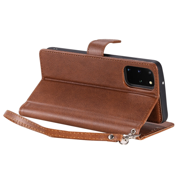 For Galaxy S20 Plus 2 in 1 Solid Color Detachable PU Leather Case with Card Slots & Magnetic Holder & Photo Frame & Wallet & Strap