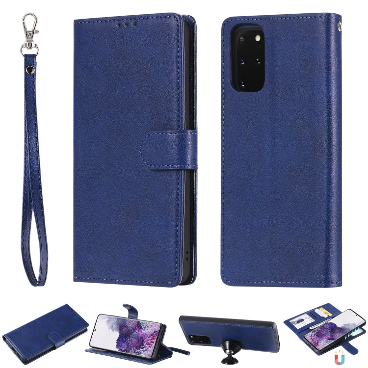 For Galaxy S20 Plus 2 in 1 Solid Color Detachable PU Leather Case with Card Slots & Magnetic Holder & Photo Frame & Wallet & Strap