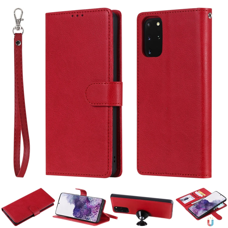 For Galaxy S20 Plus 2 in 1 Solid Color Detachable PU Leather Case with Card Slots & Magnetic Holder & Photo Frame & Wallet & Strap