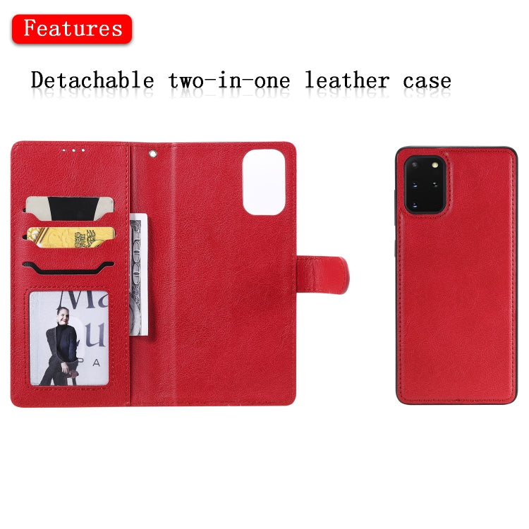 For Galaxy S20 Plus 2 in 1 Solid Color Detachable PU Leather Case with Card Slots & Magnetic Holder & Photo Frame & Wallet & Strap