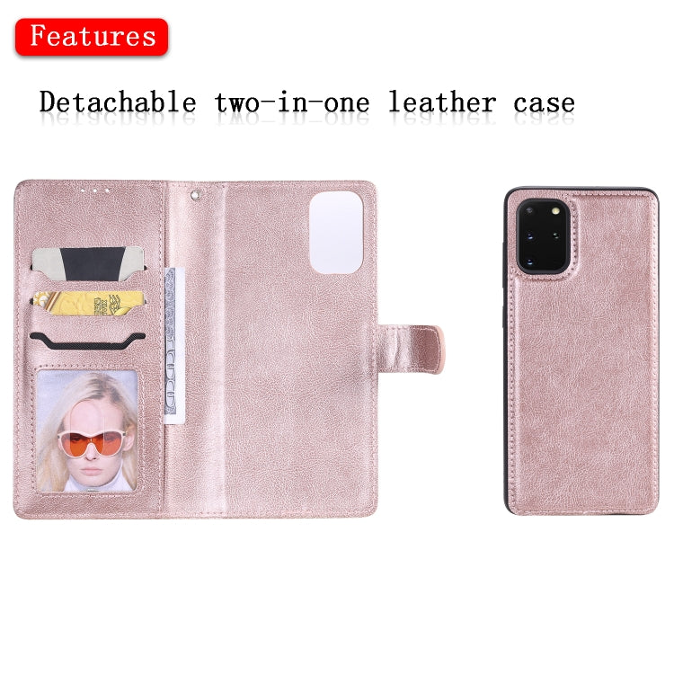 For Galaxy S20 Plus 2 in 1 Solid Color Detachable PU Leather Case with Card Slots & Magnetic Holder & Photo Frame & Wallet & Strap