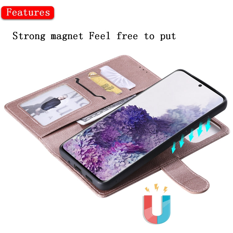 For Galaxy S20 Plus 2 in 1 Solid Color Detachable PU Leather Case with Card Slots & Magnetic Holder & Photo Frame & Wallet & Strap