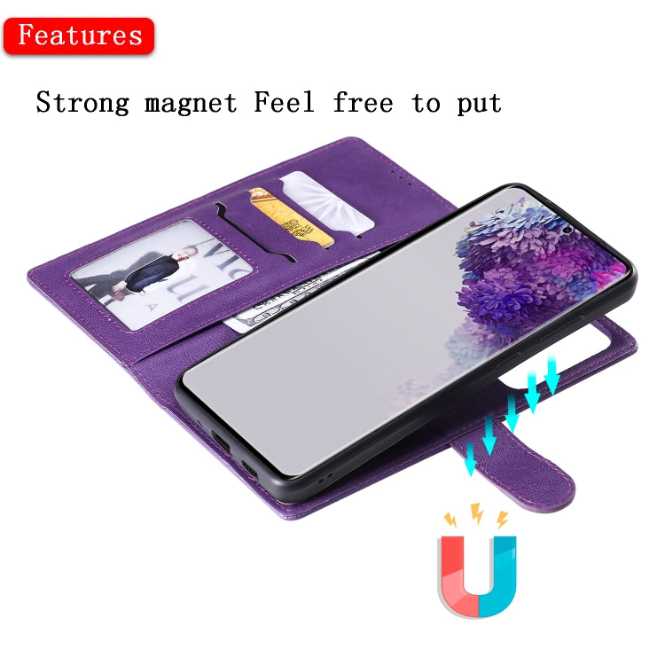 For Galaxy S20 Ultra 2 in 1 Solid Color Detachable PU Leather Case with Card Slots & Magnetic Holder & Photo Frame & Wallet & Strap
