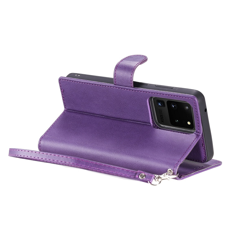 For Galaxy S20 Ultra 2 in 1 Solid Color Detachable PU Leather Case with Card Slots & Magnetic Holder & Photo Frame & Wallet & Strap