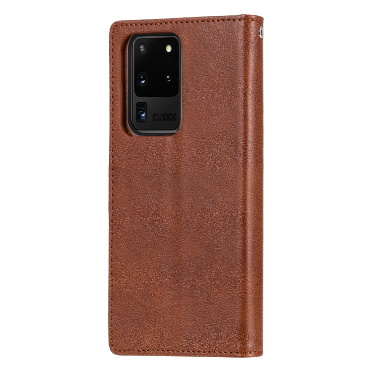 For Galaxy S20 Ultra 2 in 1 Solid Color Detachable PU Leather Case with Card Slots & Magnetic Holder & Photo Frame & Wallet & Strap