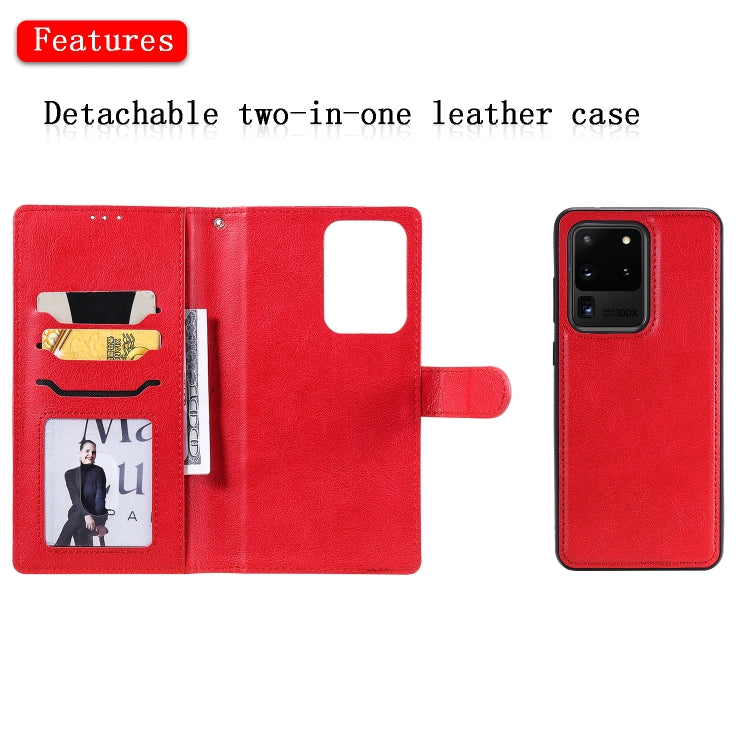For Galaxy S20 Ultra 2 in 1 Solid Color Detachable PU Leather Case with Card Slots & Magnetic Holder & Photo Frame & Wallet & Strap
