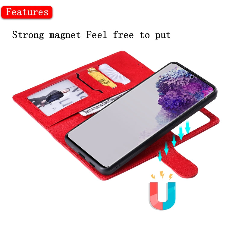 For Galaxy S20 Ultra 2 in 1 Solid Color Detachable PU Leather Case with Card Slots & Magnetic Holder & Photo Frame & Wallet & Strap