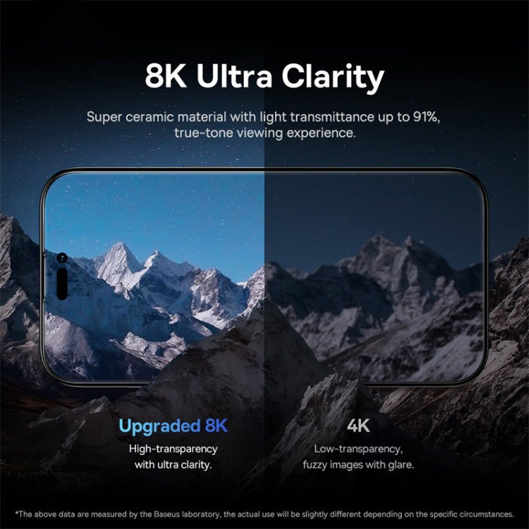 For iPhone 14 Pro 2pcs Baseus 0.3mm Super Porcelain Crystal Tempered Glass Film