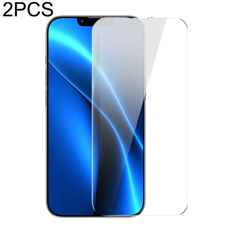 For iPhone 14 Plus/13 Pro Max 2pcs Baseus 0.3mm Super Porcelain Crystal Tempered Glass Film