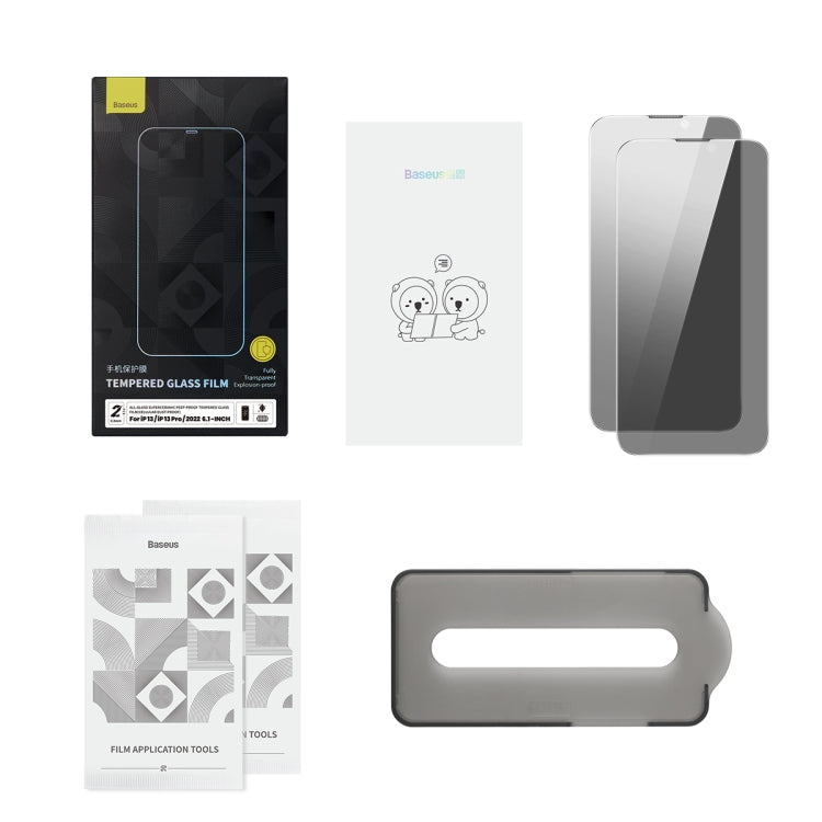 For iPhone 14 Pro Baseus 2PCS 0.3mm SuperCeramic Peep-proof Tempered Glass Film