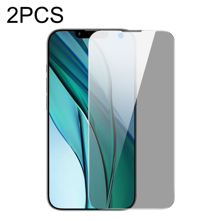 For iPhone 14 Plus / 13 Pro Max Baseus 2pcs 0.3mm SuperCeramic Peep-proof Tempered Glass Film