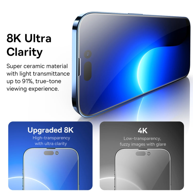 For iPhone 14 Pro 2pcs Baseus 0.3mm All-glass SuperCeramic Tempered Glass Film
