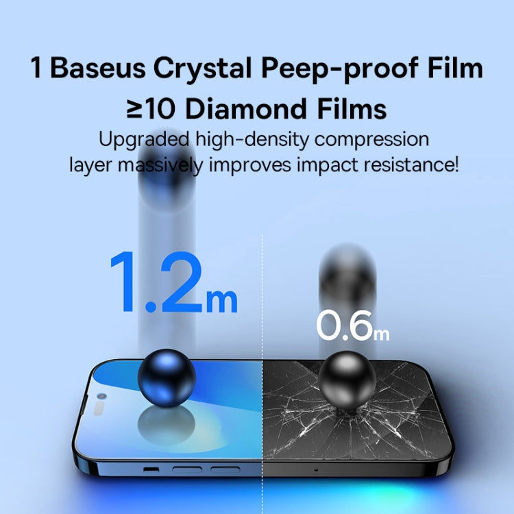 For iPhone 14 Pro 2pcs Baseus 0.3mm Crystal Peep-proof Explosion-proof Tempered Glass Film