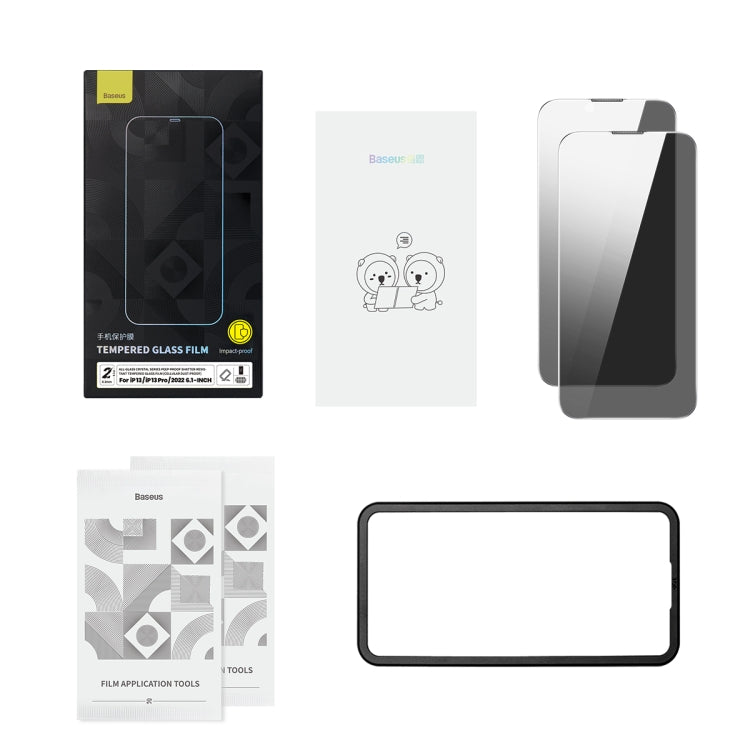 For iPhone 14 Pro 2pcs Baseus 0.3mm Crystal Peep-proof Explosion-proof Tempered Glass Film