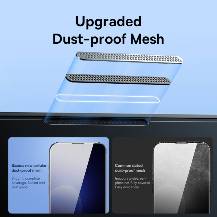 For iPhone 14 Plus / 13 Pro Max Baseus 2pcs 0.3mm Crystal Peep-proof Explosion-proof Tempered Glass Film