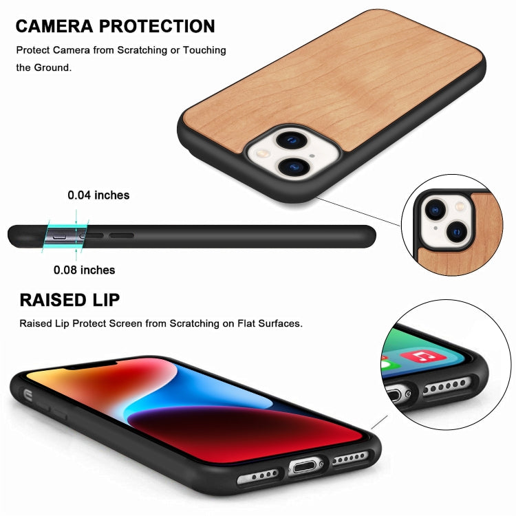 For iPhone 14 TPU + Solid Wood Phone Case