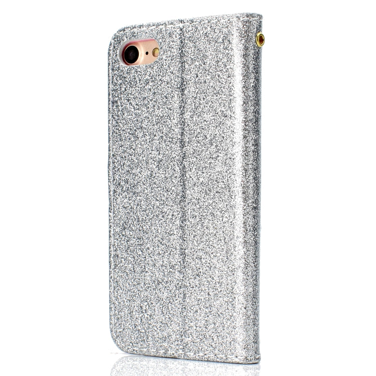 For iPhone SE 2022 / SE 2020 Glitter Powder Horizontal Flip Leather Case with Card Slots & Holder & Photo Frame & Wallet