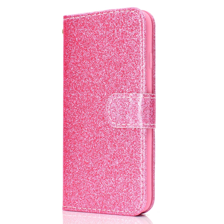 For iPhone SE 2022 / SE 2020 Glitter Powder Horizontal Flip Leather Case with Card Slots & Holder & Photo Frame & Wallet