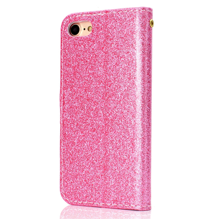 For iPhone SE 2022 / SE 2020 Glitter Powder Horizontal Flip Leather Case with Card Slots & Holder & Photo Frame & Wallet