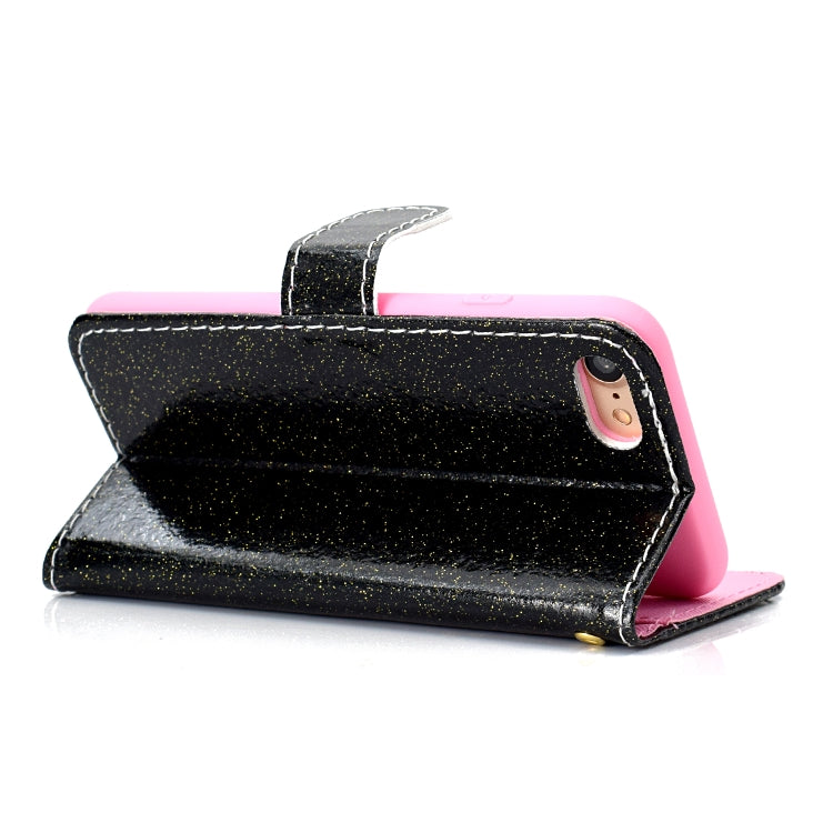 For iPhone SE 2022 / SE 2020 Glitter Powder Horizontal Flip Leather Case with Card Slots & Holder & Photo Frame & Wallet