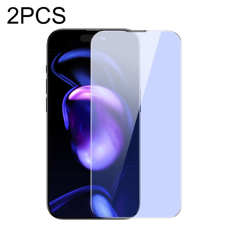 For iPhone 14 Pro Max 2pcs Baseus 0.3mm Crystal Explosion-proof Anti Blue-ray Tempered Glass Film