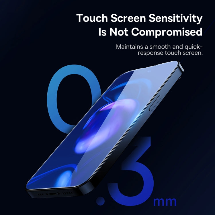 For iPhone 14 Pro 2pcs Baseus 0.3mm Full-glass Anti-blue Light Tempered Film