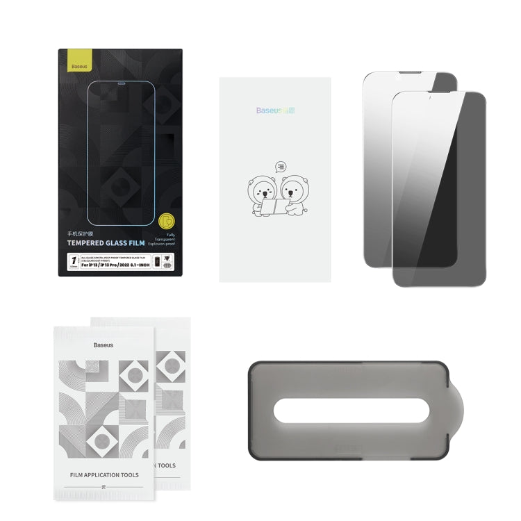 For iPhone 14 Pro 2pcs Baseus 0.3mm Crystal Peep-proof Tempered Glass Film