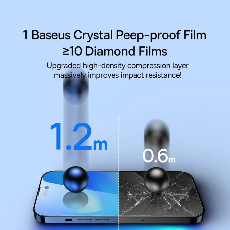 For iPhone 14 Pro Max Baseus 0.3mm Crystal Peep-proof Tempered Glass Film