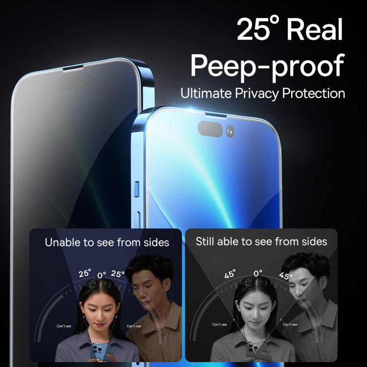 For iPhone 14 Pro 2pcs Baseus 0.3mm Anti-peeping Tempered Glass Film