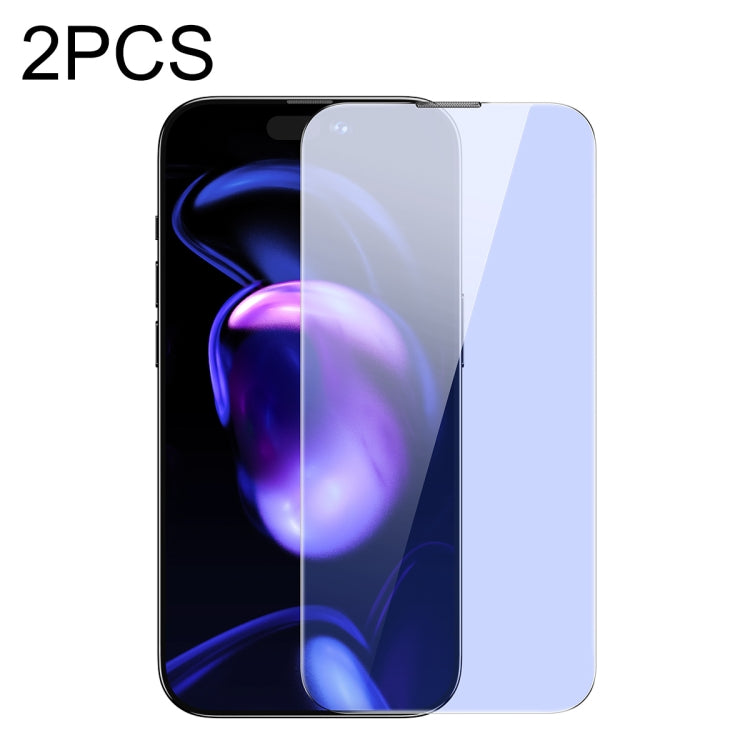 For iPhone 14 Pro Max 2pcs Baseus 0.3mm Crystal Anti Blue-ray Tempered Glass Film