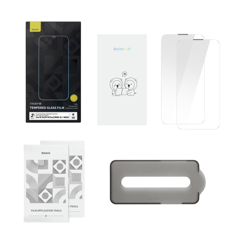 For iPhone 14 Plus / 13 Pro Max Baseus 2pcs 0.3mm Crystal Tempered Glass Film