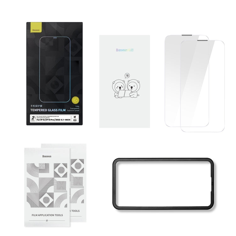 For iPhone 14 Pro 2pcs Baseus 0.3mm Crystal Tempered Glass Film