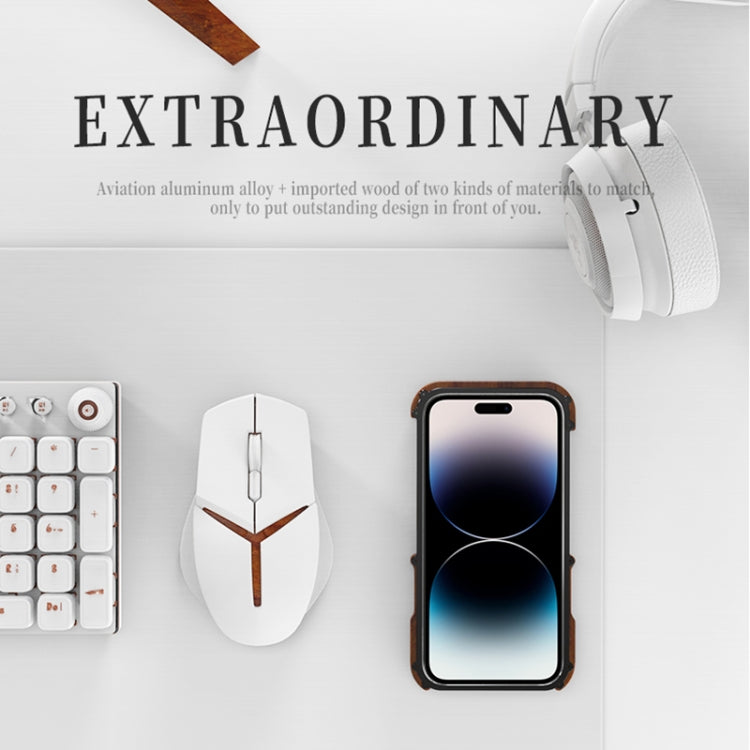 For iPhone 14 Pro Max R-JUST Ironwood Generation Metal + Wood Phone Case