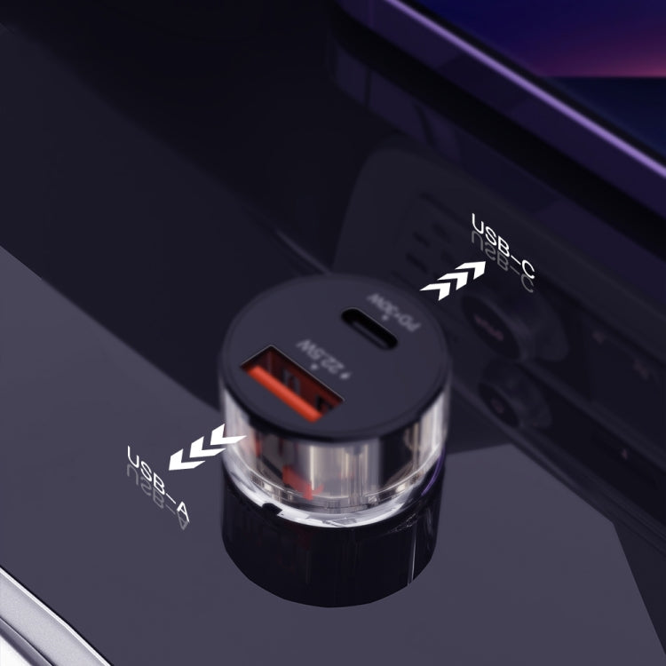 TOTU DCCPD-015 Ming Series 30W USB + Type-C Fast Charging Car Charger(Black)