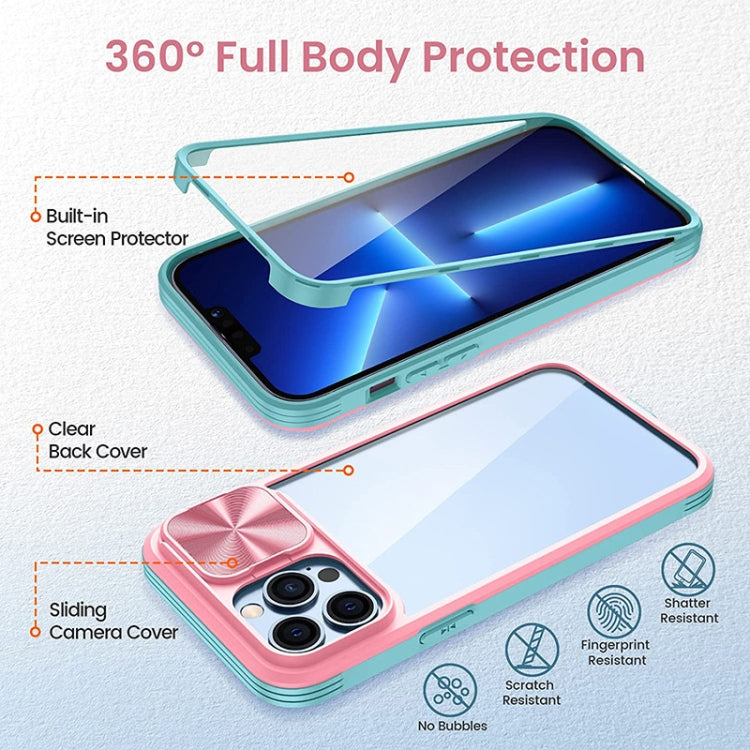 For iPhone 14 Pro Max 360 Full Body Sliding Camshield Phone Case