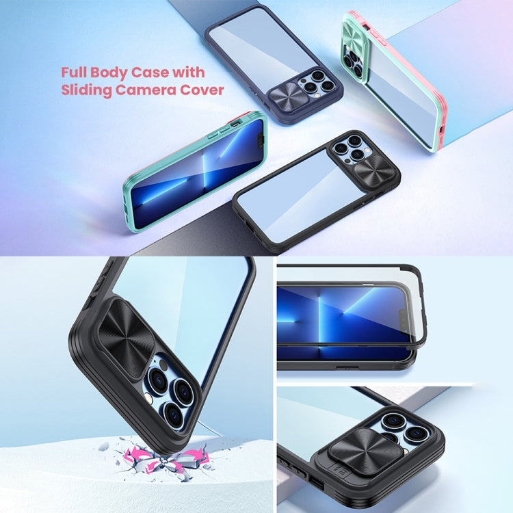 For iPhone 14 Pro Max 360 Full Body Sliding Camshield Phone Case