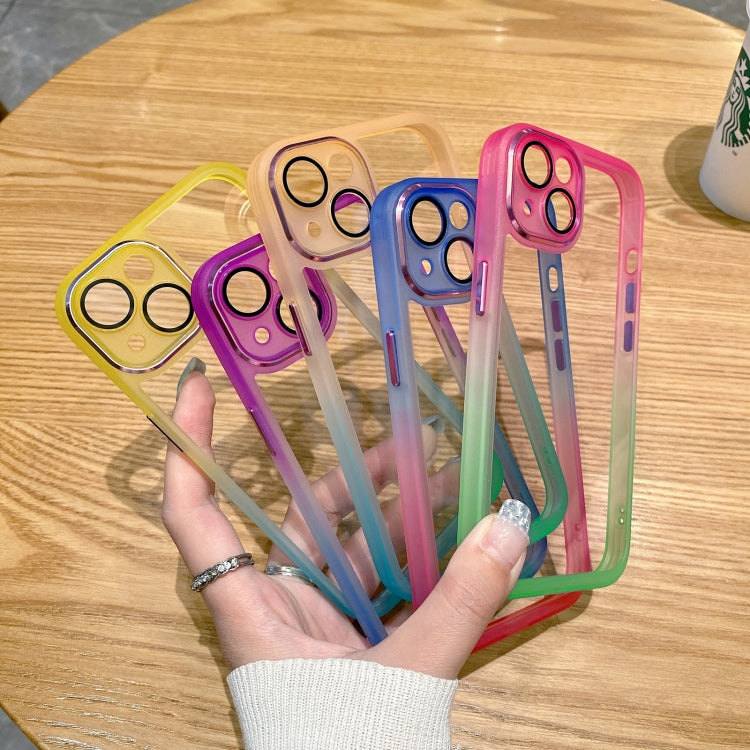 For iPhone 13 Gradient Color Frame Transparent Phone Case