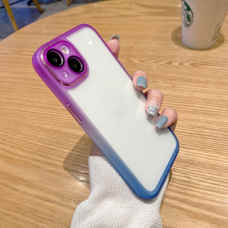 For iPhone 14 Gradient Color Frame Transparent Phone Case
