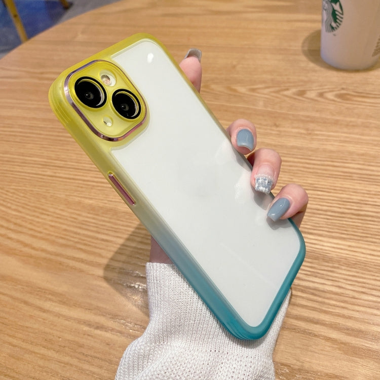 For iPhone 14 Plus Gradient Color Frame Transparent Phone Case