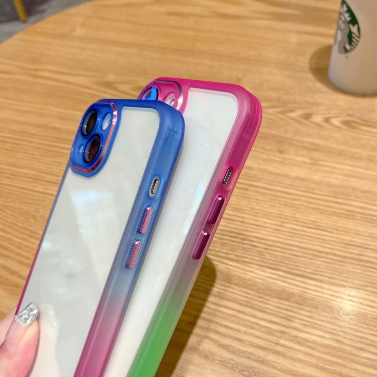 For iPhone 14 Plus Gradient Color Frame Transparent Phone Case